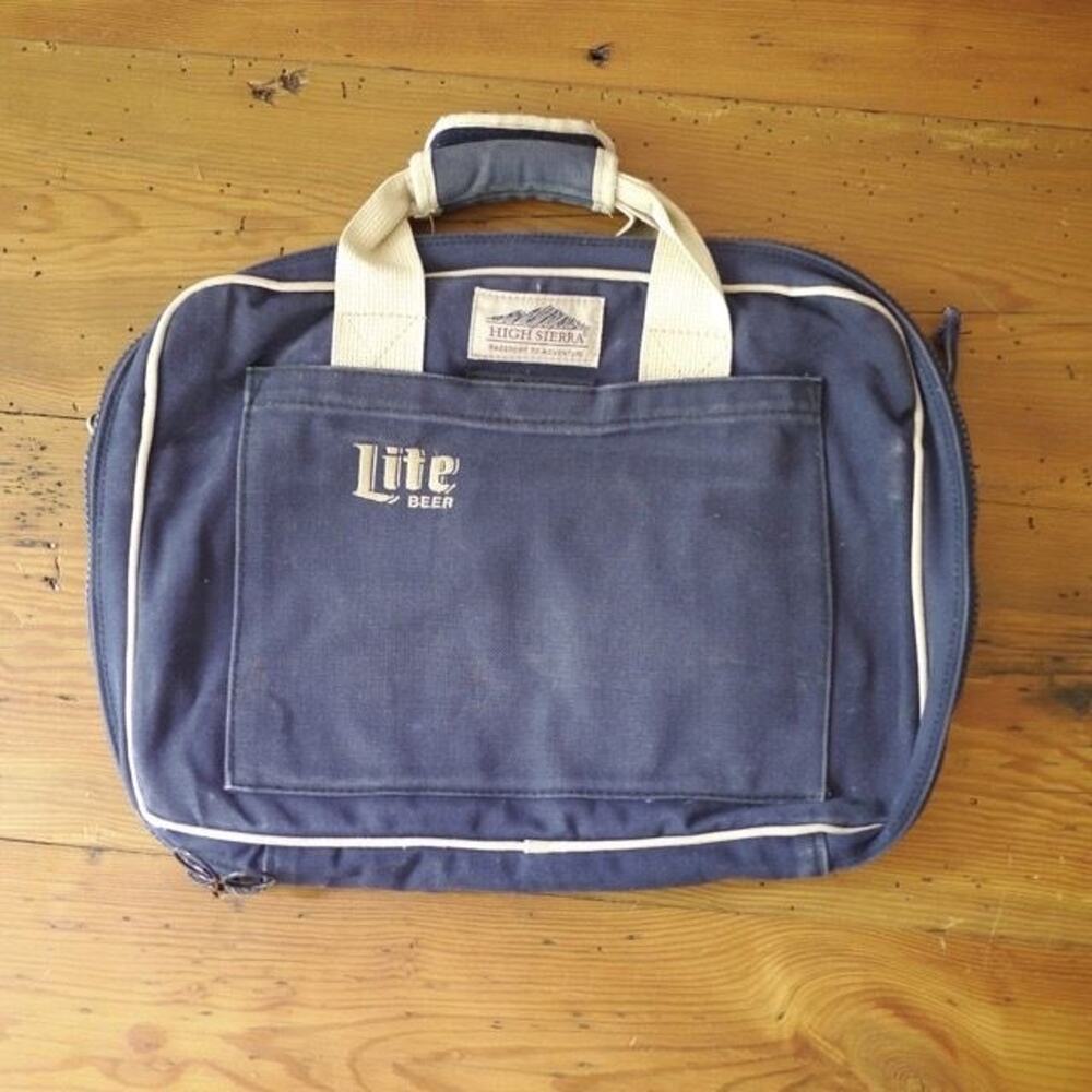 Vintage High Sierra Blue Miller LITE Beer Canvas Laptop Document Travel Bag